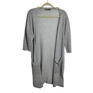 Kerisma Knit Lightweight Cardigan Women S/M LightGray 3/4 Sleeve Minimal Modest